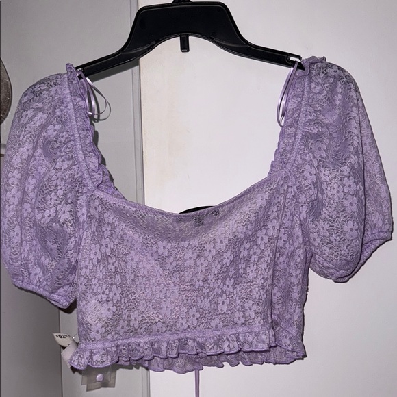 Blue Blush Lilac Lace Puff Sleeve Blouse - Picture 3 of 3